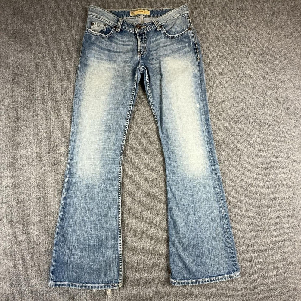 BKE Jeans Womens 29x31.5 Light Wash Blue Low Rise Bootcut Distressed Denim Pants